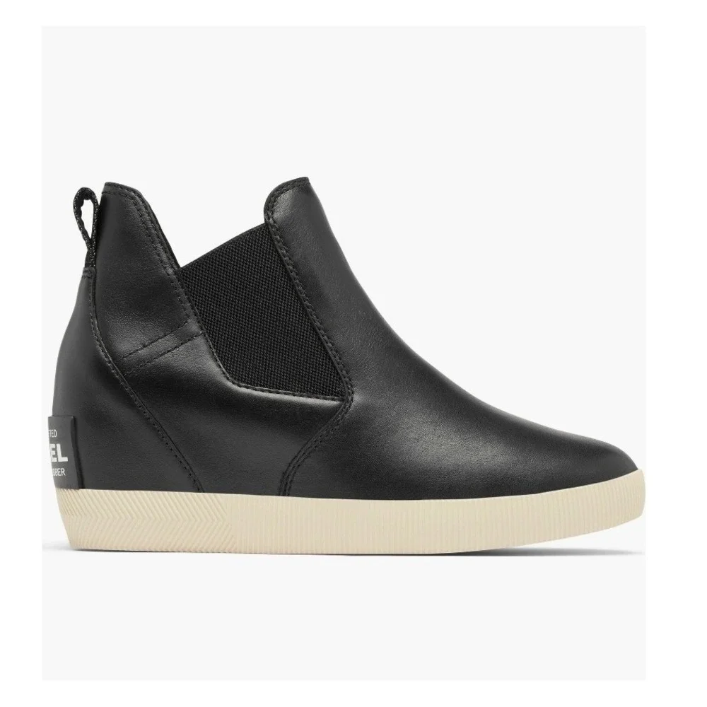 Sorel Out N About Wedge Leather Bootie, Ankle Boots Black, Size 9.5‎ NWT